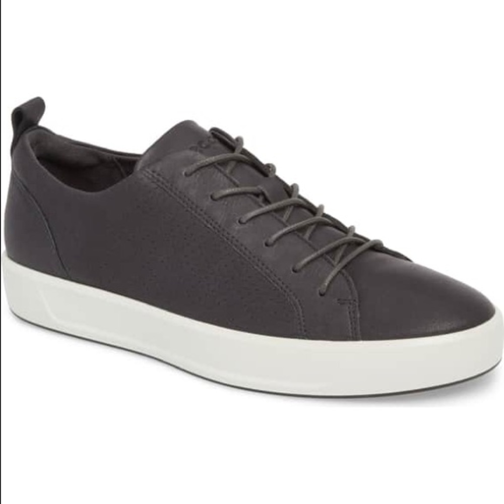 ECCO Black and White Leather Soft 8 Sneaker 12